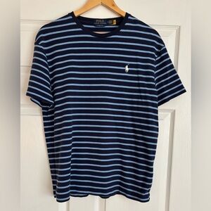 EUC Polo by Ralph Lauren Men's Classic Fit  Blue Striped Tee, Size M